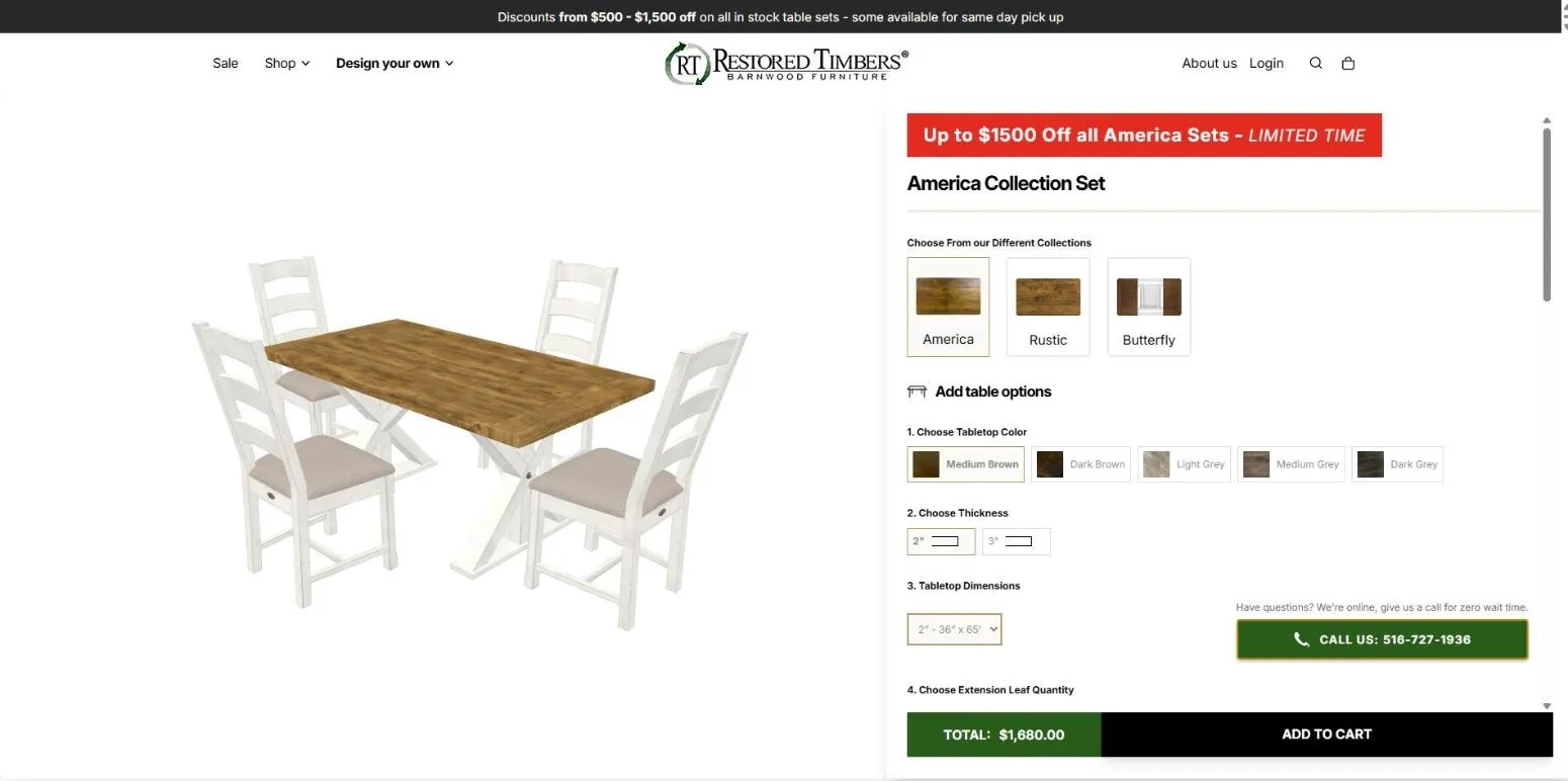 Restored Timbers · Configurador 3D