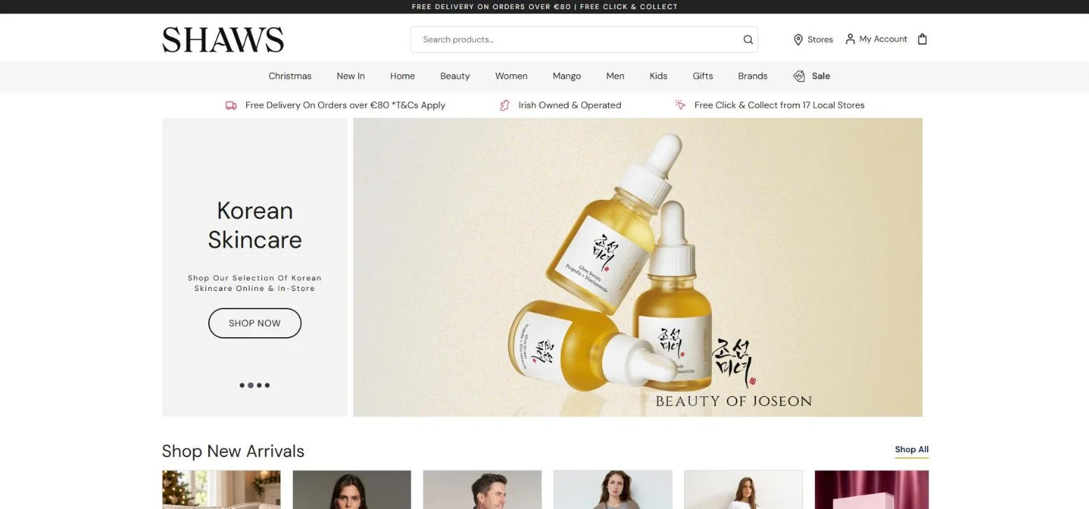 Shaws · Homepage